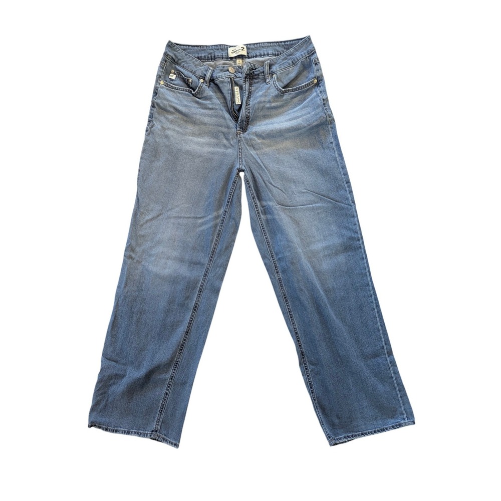 Seven7 Wide Leg‎ Jeans Women 8 Blue Featherweight High Rise Denim Stretch Casual